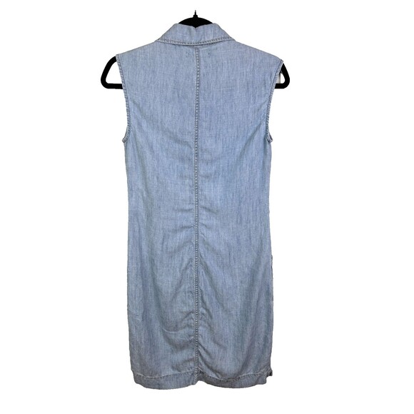 Level 99 Anthropologie Blue Chambray Linen Shirt Dress Sleeveless Button Down XS - Picture 4 of 11